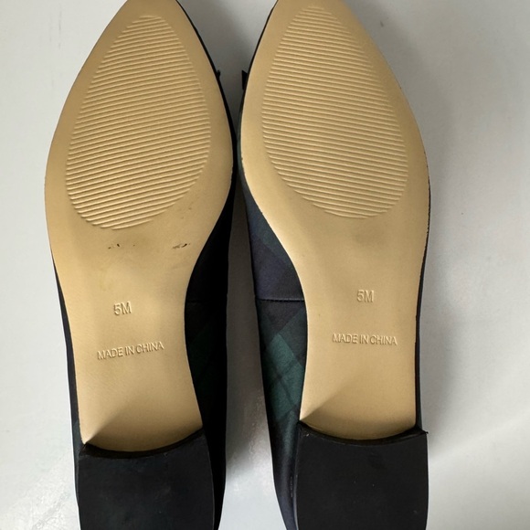 Talbots Blue & Green Blackwatch Tartan Plaid Flats with Rhinestones and Bows New - Picture 5 of 5